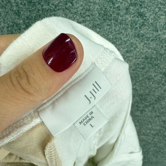J. Jill Cropped Pants Women L Large White High Rise Pull On Capri Flat Front - Picture 7 of 9